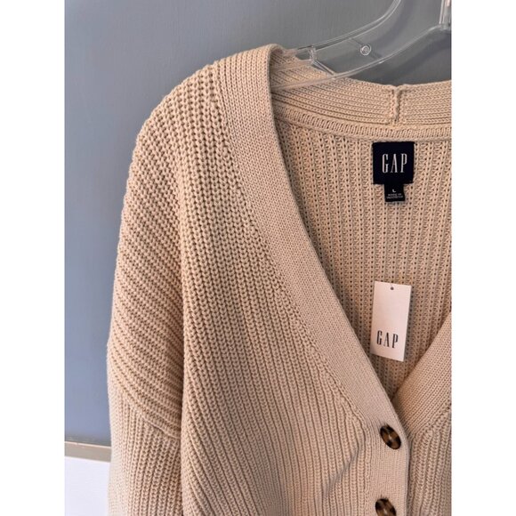 New Gap Button-front V-neck Cardigan In Beige Chino Womens Size Large - Picture 3 of 9